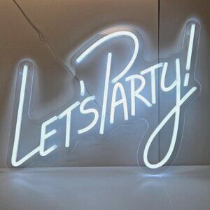 NEW Let's Party Neon Sign Novelty Wall Light 17" x 15" USB Power Source in BOX